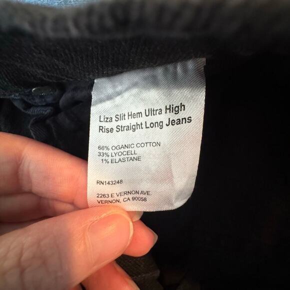 Reformation Womens Liza Slit Hem Ultra High Rise Straight Long Jeans 26 Black - Picture 9 of 14